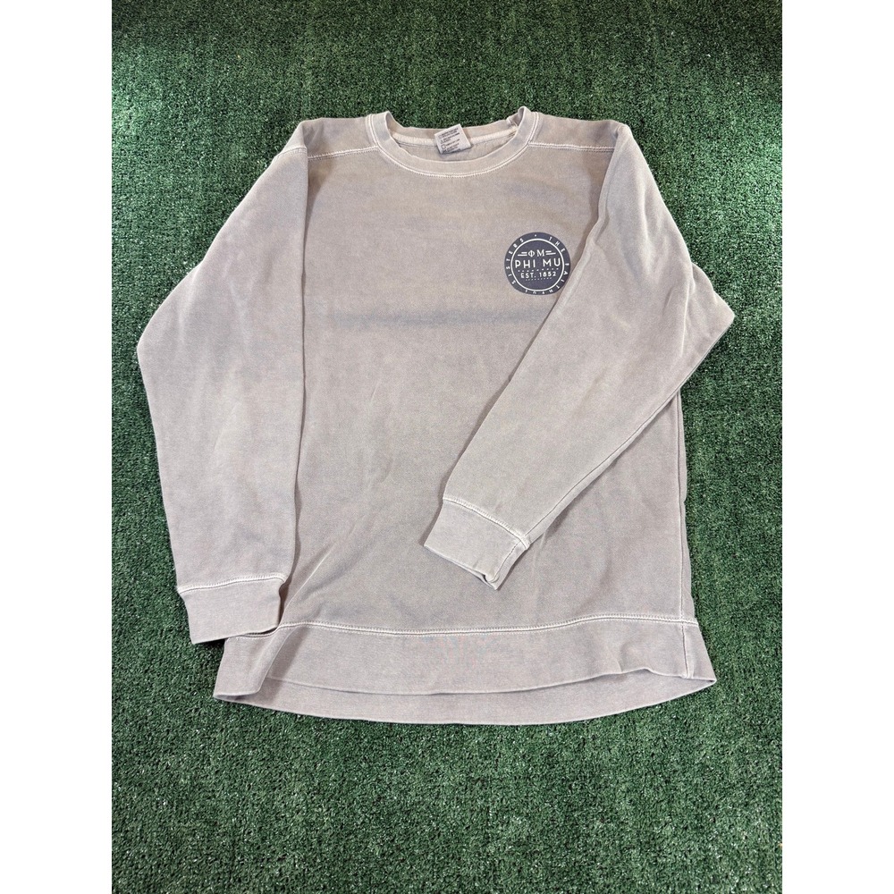 Comfort Colors Women's Gray Phi Mu Sorority Sweatshirt Size M